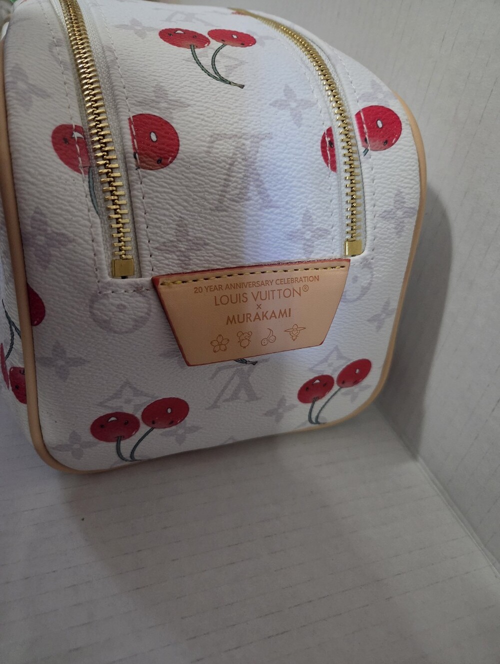 DISCOUNTED*** See Details. White Cherry Print Cosmetic Pouch - Picture 4 of 10